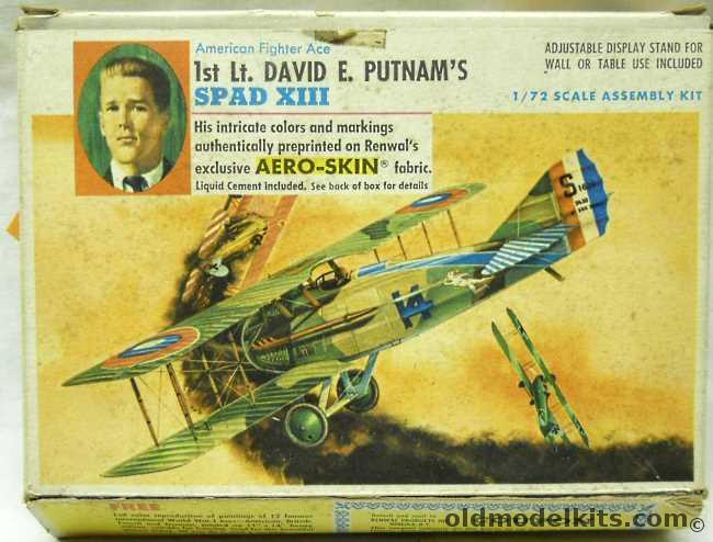 Renwal 1/72 Spad XIII Aeroskin - 1st Lt. David E Putnam's Aircraft, 263-69 plastic model kit